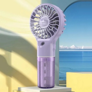 Ventilator portabil cu pulverizare apa, 4 trepte viteza, rezervor apa, reincarcabil USB, mov - Img 2