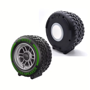 Boxă portabilă Bluetooth IX-BASS în formă de roată, TF, USB, FM, TWS, Verde - Img 3