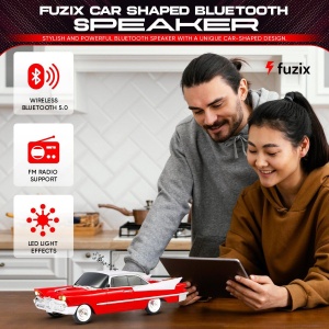 Boxa portabila Bluetooth masina retro, radio FM, USB, TF, AUX, LED, Type-C, rosu - Img 6