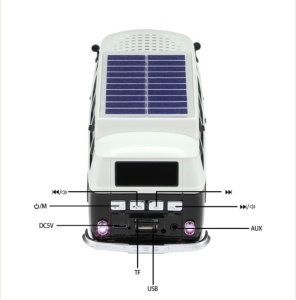 Boxă portabilă Bluetooth WSTER în formă de microbuz retro, cu încărcare solară, negru - Img 6