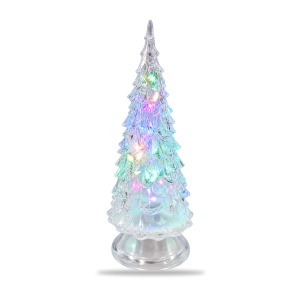 Brad decorativ luminos de Crăciun cu LED multicolor, alimentare baterii, plastic tip sticlă, 13,5 cm - Img 3