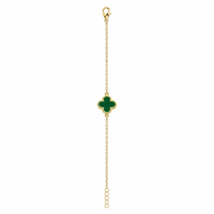 Brățară aurie Roxé cu simbol verde elegant, reglabilă 16.5+6 cm