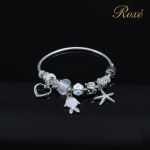 Bratara dama ROXE argintie cu charmuri pestisor si steluta, model elegant modern - Img 3