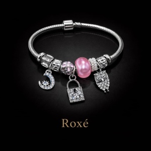 Bratara ROXE argintie cu luna bufnita si lacat charmuri elegante dama - Img 4