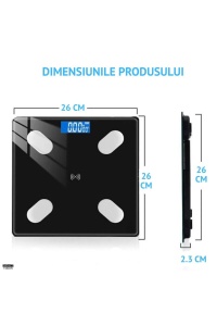 Cântar digital inteligent Bluetooth negru cu ecran LED și tehnologie STEP-ON - Img 3