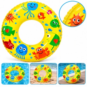 Colac Gonflabil Galben cu Peștișori și Animăluțe Marine, 50 cm – pentru Piscină și Plajă