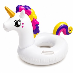 Colac Gonflabil Unicorn pentru Copii – 71 cm, Model Alb cu Coamă Colorată