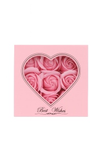 Cutie cadou 11x11x9.5 cm cu 9 trandafiri de sapun roz, aranjament elegant Forever Love - Img 3