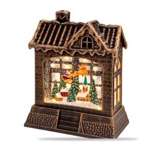 Decorațiune de Crăciun in forma de casuta, cu lumini si muzica, 19x11 cm - Img 2