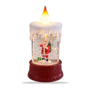 Decoratiune luminoasa in forma de lumanare LED cu Moș Crăciun, din plastic și PVC, 19x8 cm - Img 2
