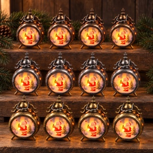 Felinar LED decorativ de Crăciun cu Moș Crăciun, set de 12 bucăți, plastic, 14.5 x 10cm - Img 3