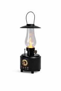 Felinar LED vintage cu efect flacara realist, reincarcabil, decor ambient si camping, culoare negru