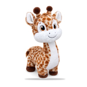 Girafă de pluș, blană portocalie cu pete maro, 60 cm - Img 6