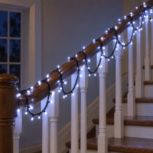 Instalație de Crăciun LED tip rolă, 100 m, 600 LED-uri, alb rece, fir negru, 8 moduri - Img 3
