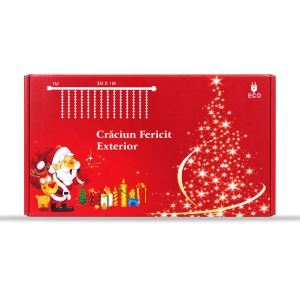 Instalație de Crăciun tip ploaie, 120 LED-uri, 3 × 1 m, exterior, fir alb, multicoloră - Img 2