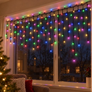 Instalație de Crăciun tip țurțuri, 17 m, 200 LED-uri, multicolor, fir negru - Img 4