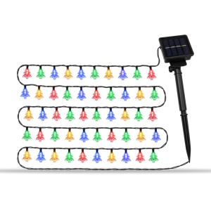 Instalație LED solară tip liniar, 50 LED multicolore, 10 m, fir negru, model LED Cu Braduti - Img 2