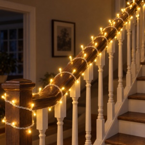 Instalație LED Tip liniar, 240 LED alb cald, fir alb, 30 m - Img 5