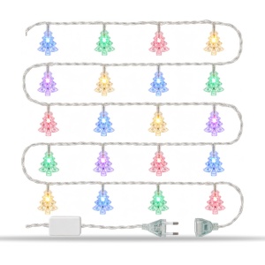 Instalație LED tip liniar, 4 m, 20 LED in forma de braduti, multicoloră, fir alb, interconectabilă - Img 3