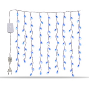 Instalatie LED tip ploaie, 120 de LED-uri albastre, 4 m, fir alb, interconectabila - Img 5