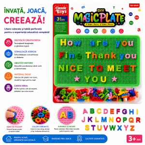 Joc Educativ pentru Copii cu Pioni și Litere Colorate – Tablă Verde Perforată, 3+ Ani - Img 2