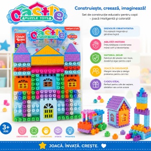 Joc Puzzle de Construcție pentru Copii, model castel – Set Educațional Colorat cu Piese Creative - Img 2