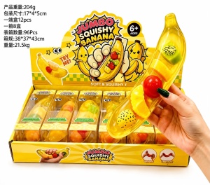 Jucărie Antistres Squishy Banană cu Fructe – Jumbo, Moale și Elastică, 6+ Ani - Img 3