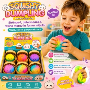 Jucărie Antistres Squishy Dumpling Multicolor 8,5 cm – Cu Spumă în Interior, Model Aleatoriu