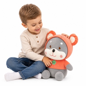 Jucarie de plus catelus 45 cm – plus moale, design adorabil cu hainuță roz - Img 2