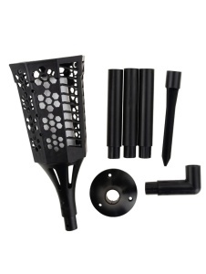 Lampă solară decorativă tip torță LED, set 2 bucăți, plastic, negru - Img 9