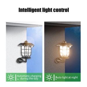 Lampă Solară pentru Grădină, Anti-apă, cu Senzor de Mișcare, Neagră - Img 2