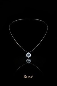 Lantisor invizibil Roxe reglabil 36cm cu pandantiv cristal rotund elegant - Img 2
