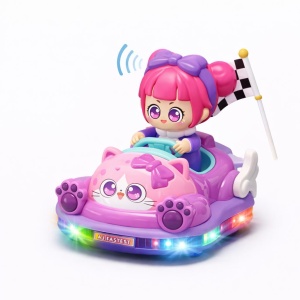 Masina bumper cars fetita, cu lumini si sunet, masinuta interactiva copii 3+