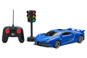 Mașină de curse albastră RC cu telecomandă și semafor, muzică și lumini, 1:16, 27 cm