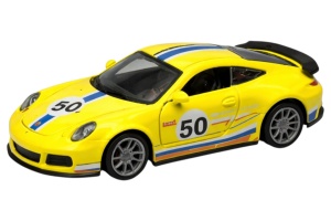 Mașină metalică die-cast galbenă cu uși care se deschid, model 50, 14 cm