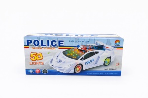 Masina politie cu lumini 5D si sunet, jucarie copii, bump and go, 23 x 10 cm - Img 2