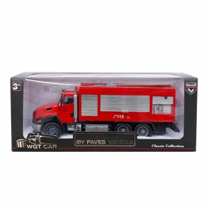 Masinuta pompieri die-cast metalica, cu functie pull back, 26.5 cm