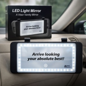 Oglinda auto pentru parasolar cu iluminare LED, touch si alimentare USB