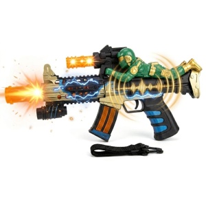 Pistol de jucărie cu efecte sonore și lumini, din plastic, model 2030-3 Albastru