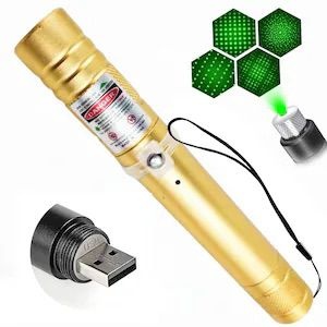 Pointer laser verde reincarcabil USB cu cap interschimbabil, culori mixte - Img 2