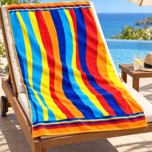 Prosop de Plajă Multicolor cu Dungi – Design Vesel de Vară - Img 3
