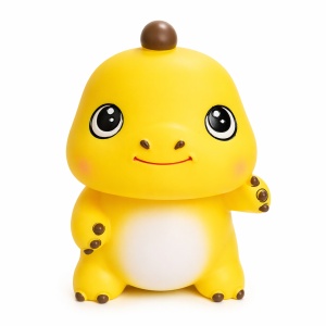 Pușculiță dinozaur galben 20 cm – cutie economii cu capac inferior, design simpatic
