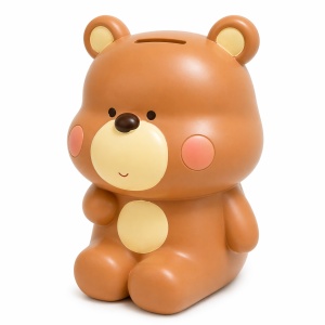 Pușculiță ursuleț maro, 20,5 cm, din plastic, cu capac inferior - Img 2