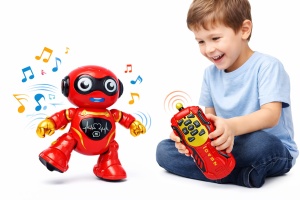 Robot interactiv cu telecomanda, dans, lumini si muzica, rosu - Img 3