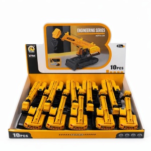 Set 10 vehicule constructie tip macara, inertie, brat extensibil 33 cm