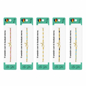 Set 12 Brățări cu Pandantiv Fundiță, Reglabile, Multicolore, cu Mărgele Decorative
