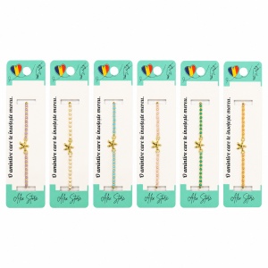 Set 12 Brățări cu Pandantiv Stea de Mare, Reglabile, Multicolore, cu Accente Aurii