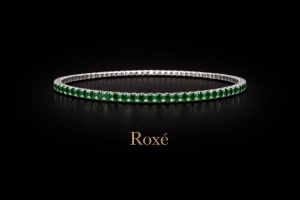 Set 12 bratari ROXE argintii elastice cu pietre verde smarald stralucitoare - Img 2
