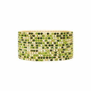 Set 12 bratari ROXE aurii elastice cu pietre albe si verde deschis si inchis