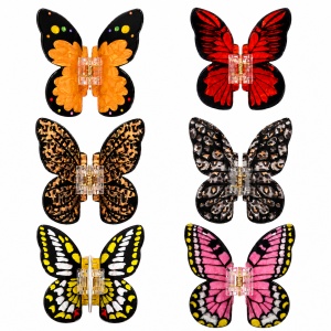 Set 12 Clești de Păr Fluture 7,5 cm – Clame Colorate, Diverse Modele